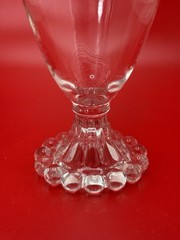 Set of 4 Vintage Clear Glass Goblets with Etched Berries and Bubble Base!