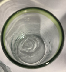 Hand Crafted Blown Glass Green Trimmed Drinking Glasses
