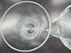2) Gorham Amore Dove Fluted Champagne Glass Set Elegant Clear Frost Stemware Lot