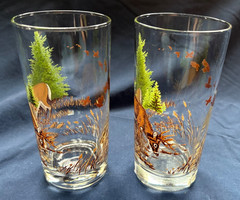 Pair of Libbey Lord Calvert white-tail deer tumblers/glasses