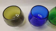 Set of 5 Cordial Shot Glasses Etched Glass Cherry Blossoms Mid Century Barware