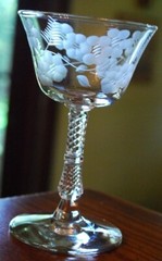 Vintage Set 3 ROCK SHARPE Liquor Cocktail Glasses ‘BLOSSOMS’ Stem 3007 Floral 5″