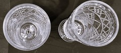Set of 2 Hazel-Atlas Big Top Peanut Butter Stemmed Water Glasses Goblet~Vintage