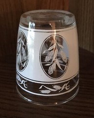 Vintage Winter White Oval Frosted Wheat On-The-Rocks or Juice Glass