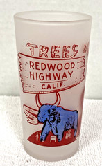 Vintage Souvenir Frosted Tumbler Trees of Mystery Redwood Highway California