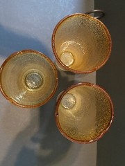 Amici set of 3 Honey Color Bubble Drinking Glass Tumbler Rare 977
