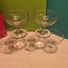 Set of 5 Vintage Princess House Etched Grape Champagne or Sherbet Glasses