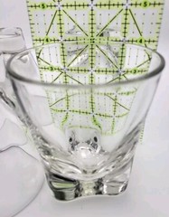 Vintage Clear Glass LOW Ball Tumblers 4″ Triangle Base Heavy Bar Ware Set of 4