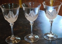 Vtg Set 3 FLORENCE Cristal d’Arques-Durand WATER GOBLETS GLASSES Frosted Petals