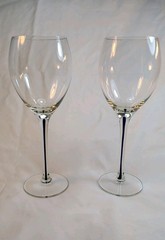 Set of 2 Vintage Water/Wine Glasses 10″ 16oz Encased Blue Stem Style of Orrefors