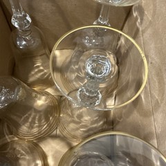 Lot of 6 Tiffin-Franciscan Minton Clear 7-5/8″ Gold Banded Water Goblets READ