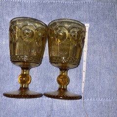 Vintage Yellow Amber Bartlett Collins St Genevieve Goblets Two
