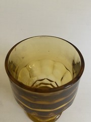 2 Vintage 5” Anchor Hocking Amber Glasses Georgian Honeycomb Paneled 11 Oz