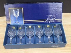 Cristal D’arques Longchamp 6cl Cordial Glasses 24% Lead Crystal Set of 6 Blu Box