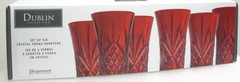 SET Of 6 CRYSTAL RED GODINGER DUBLIN VODKA SHOOTERS (SHOT) GLASSES BRAND NEW