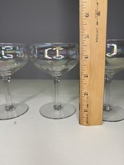 Set Of Four Coup Champagne Glasses Irredescent Vertical Optic / See Pics