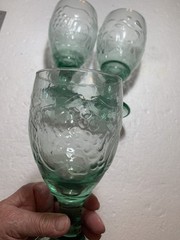 Vintage Libbey Orchard Fruit Goblets Stemware Glasses – Green Glass Set Of 3