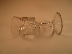 Antique EAPG Clear US Glass Jewel Lacy Medallion Wine Goblet