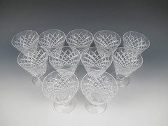 (11) Hawkes Crystal Delft Diamond Flat Juice Glasses 3 5/8″