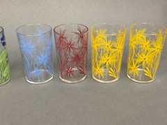 Lot 6 Vtg Kraft Swanky Swigs Juice Drink Glasses Floral Graphics 3.5″~Pre-Owned