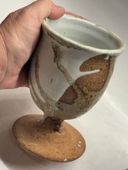 Vintage Rustic Art Pottery Wine Goblets Set Of 2 Handmade ceramic clay glazed