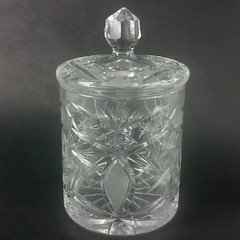 Cut Crystal Glass Pinwheel Cookie Jar Canister