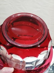 9″ Bowl Cranberry Red Cut to clear Crystal glass Baccarat or Val St Lambert TCPL