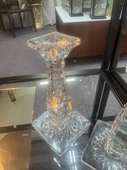 Antique Edwardian Fry (H.C.) Glass Co. clear glass candleholders
