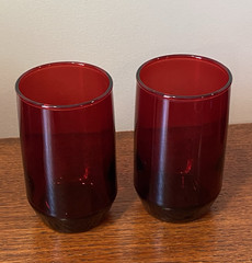8 Pc Anchor Hocking Royal Ruby Red Glasses = 2 Tumbler, 5 Juice + Votive Holder