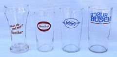 Set of 4 – Variety of BEER BAR GLASSES & SHAM – BLATZ, BUSCH, GUNTHER