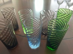 Optic Swirl Colored Juice/Highball Glasses set of 7