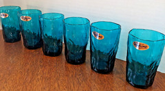 VTG «Seneca Glass» Hand Crafted Carbone Bowl Set of 6 MCM