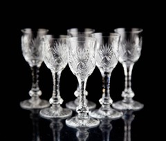 Vintage Fine Cut Crystal Cordial Glasses Set of 6 Elegant Stemware
