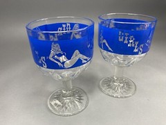 Girls Girls Girls Stripper Bar Thumbprint Beer Glass Goblet Vintage