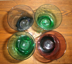 Vintage Air Twist Stem Tall Jewel Tone Wine Glasses Set of 4