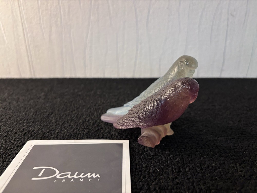 Daum France Crystal Parakeet Pair