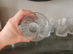 ANTIQUE CUT CRYSTAL TUMBLER SMALL AND LARGE DIAMOND AND FAN GLASS Lot Of 9