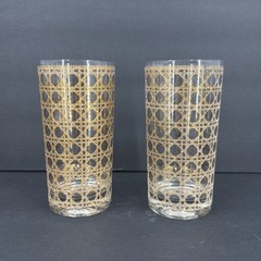 Vintage Cannella by Culver 22k Gold Plated Highball Glass 5 5/8” (Set of 2) EUC