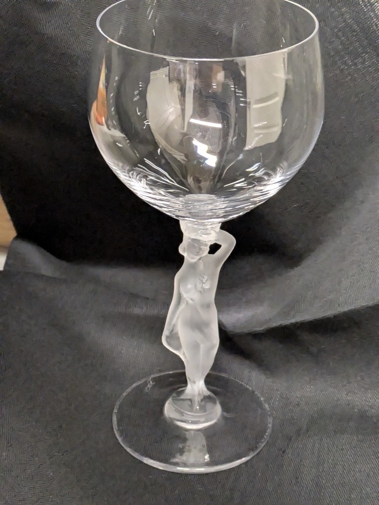 Bayel Crystal Bacchus Frosted Nude Stem Claret Wine / Water Glasses; France