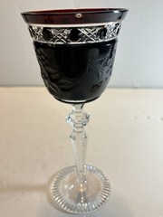 Vintage Meissen Bleikristall Red Ruby Cut to Clean Crystal Goblet Glass Chip.