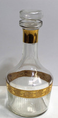 Vintage Culvers Tyrol 22K Gold Decanter Carafe Signed Stopper Hollywood Regency