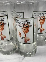 Vintage Saturday Evening Post Portrait Of Male Golfer 1934 Highball Glass x7