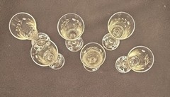 6 Etched Glass Stemware Cordial Stem Floral Leaves Classic Delicate 3.75″