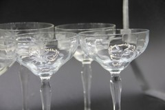 Javit Crystal-Styled Starflower Etched Glass Champagne Sherbet Coupe Stem 6