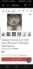 Pair Of Antique Crystal Low Ball Glass Barware Jd Bergen Golf Pattern