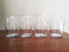Flower Cut Clear 9 Oz Flat Tumbler Glass Set of 4