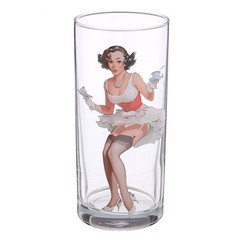 SET OF 6 Pin-Up Girls Tall Drinking Highball Tumbler Pop Art Glasses 6×10 oz