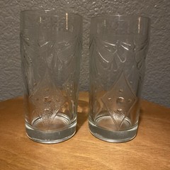 Set Of 2 Vintage Martha Stewart Ice Tea Glasses Tumblers Etched Glass Stunning