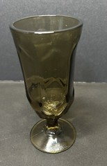 1 1970’s Vintage Duz Crystal D2Z1 Smokey Brown Water Goblet Wine Pedestal Glass