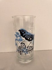 Vtg. BLUE WARBLER drinking Glass 5 3/4 inches Ann Page Bird Series Tumbler